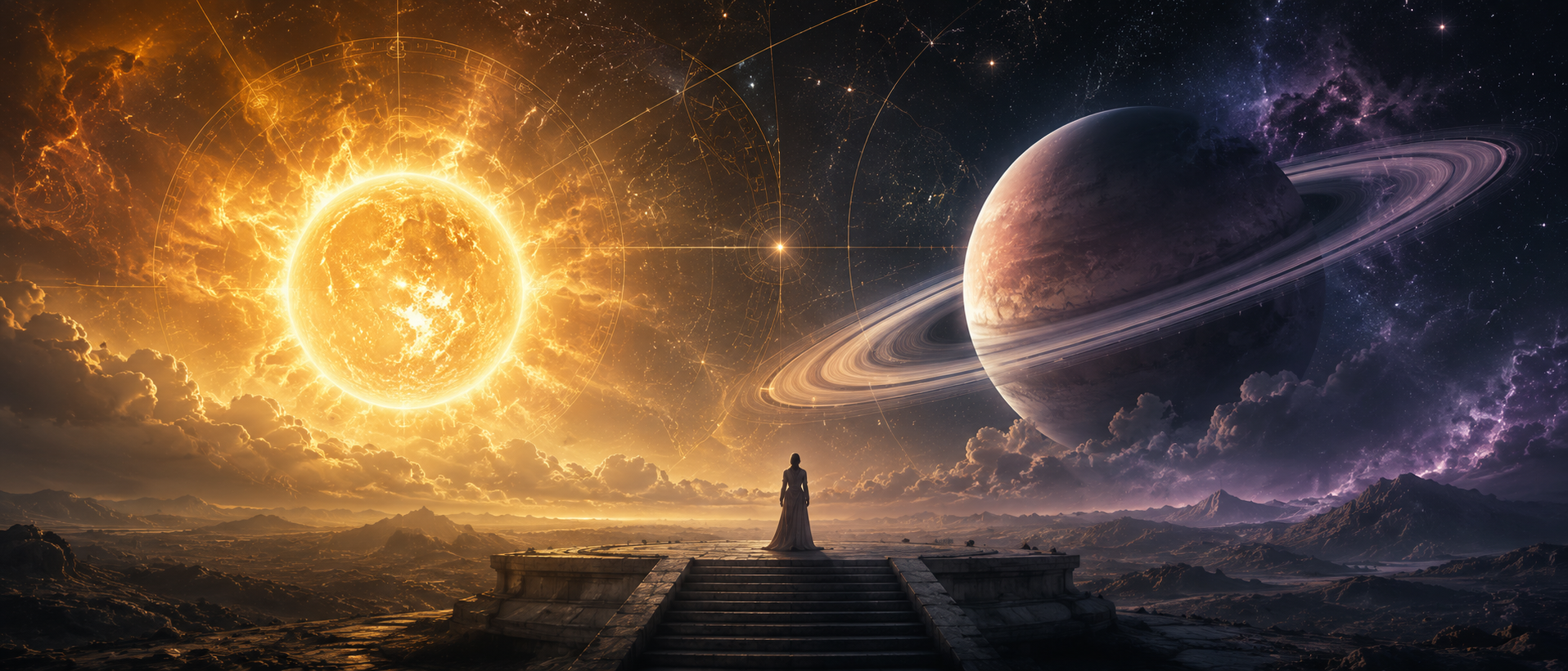 Solen i aspekt til Saturn i horoskopet